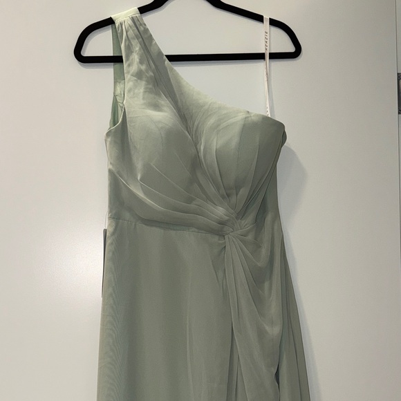 Azazie One-Shoulder Dress in Soft Green - Picture 2 of 12
